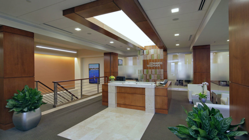 edwards wildman palmer law firm corporate office lobby reception desk staircase function room